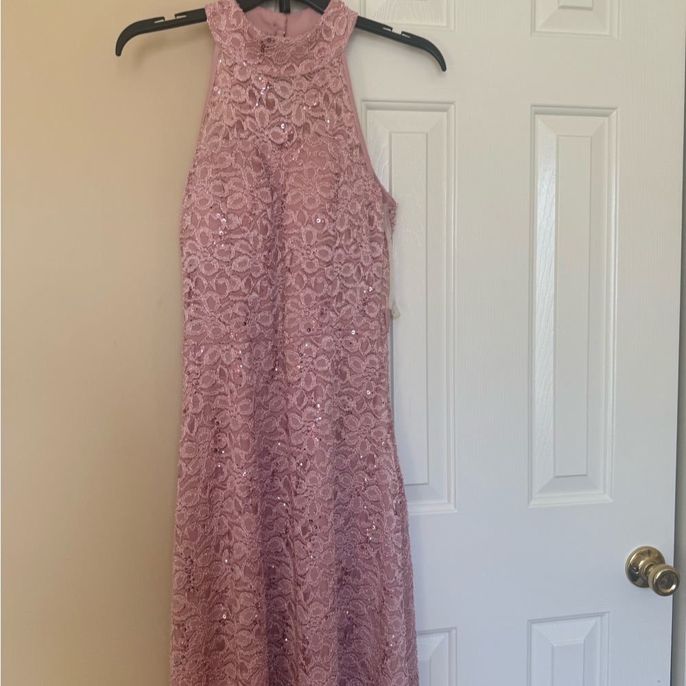 Pink Lace Dress with Sequins